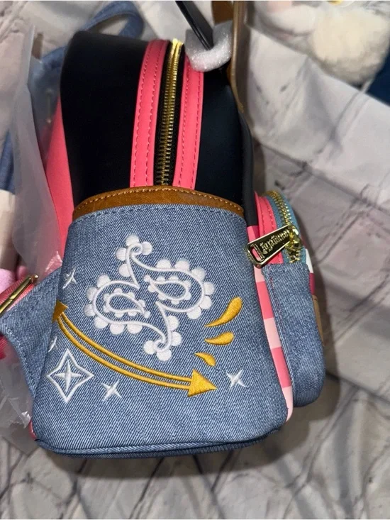 Loungefly Disney Cowboy Western Mickey Mouse Cosplay Backpack Cowboy Denim NWT - Picture 2 of 6
